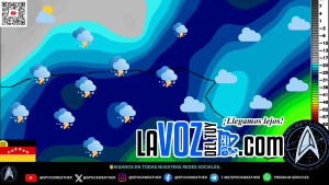 Proyección satelital para el Sábado 18 en horas de la tarde en donde se vería nubosidad y posibles lluvias en nuestra región Tuyera.