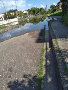 Manzana 17 de Ciudad Miranda convertida en una "gran laguna" de aguas verdes