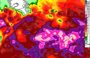 Precipitaciones acumuladas en Venezuela hasta las 8PM del 20 de julio