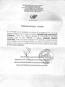 Cartel de Notificación para el ciudadano RICARDO JOSÉ HERNÁNDEZ DUGARTE por Declaración de Disolución de Unión Estable de Hecho