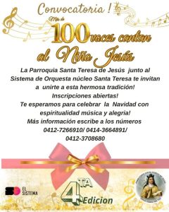 Santa Teresa del Tuy se prepara para recibir 200 voces infantiles en “100 Niños Cantan al Niño Jesús”