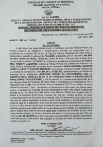 EDICTO: | Solicitud de FILIACIÓN presentado por el ciudadano: WILMER RAFAEL QUEVEDO PEREZ Fecha de Publicación 16 de Abril de 2026