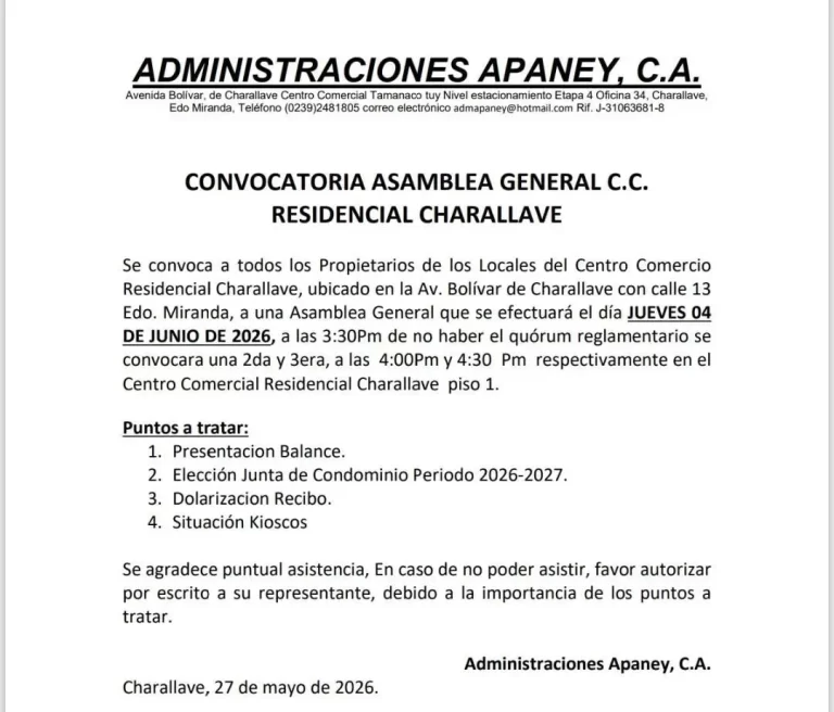 Asamblea General C.C. Residencial Charallave