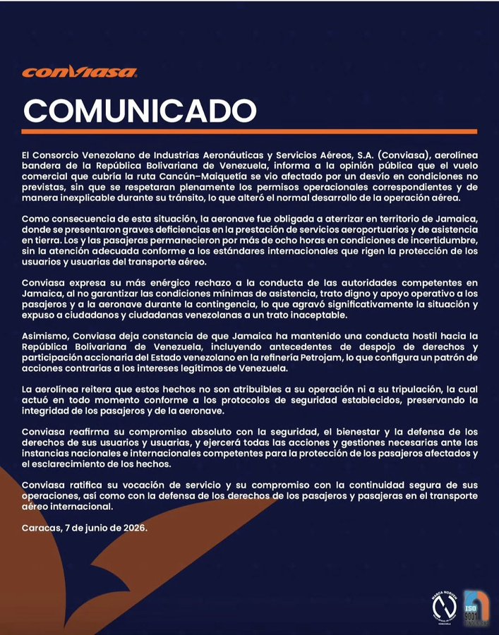 Conviasa denuncia
