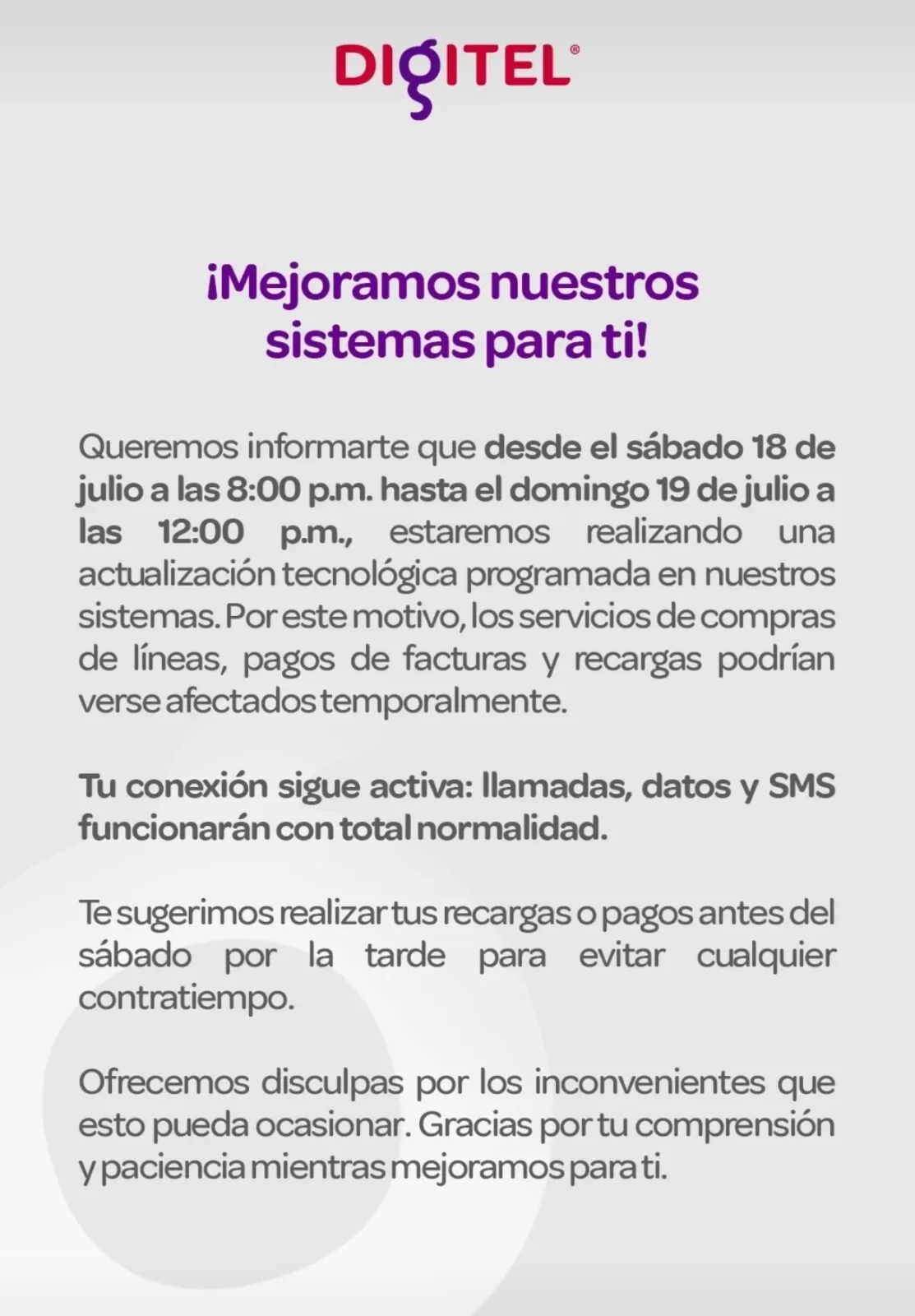 Comunicado de Digitel