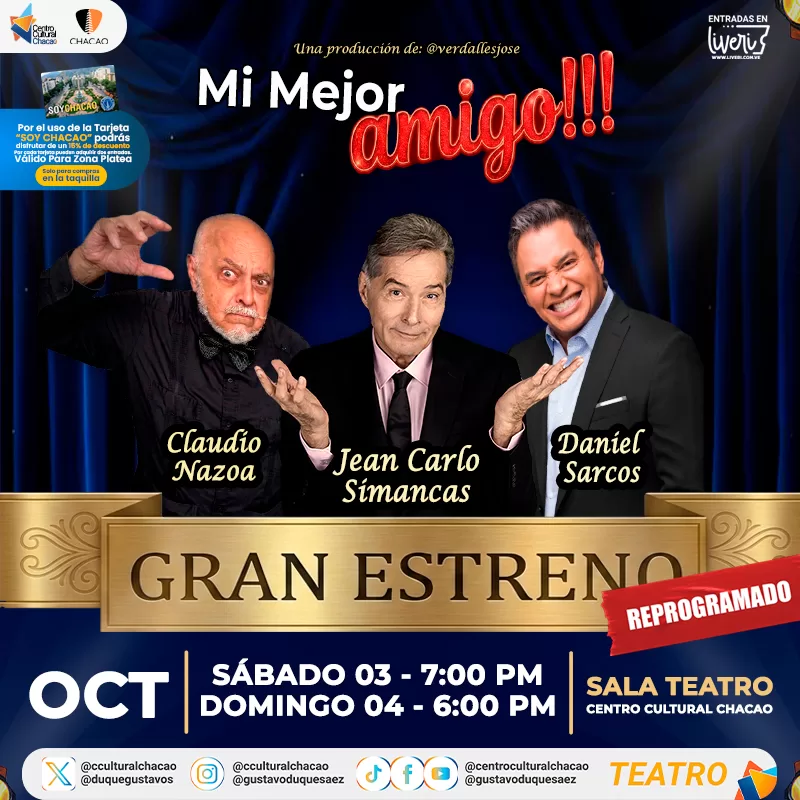 MI MEJOR AMIGO CENTRO CULTURAL CHACAO OCTUBRE 2026