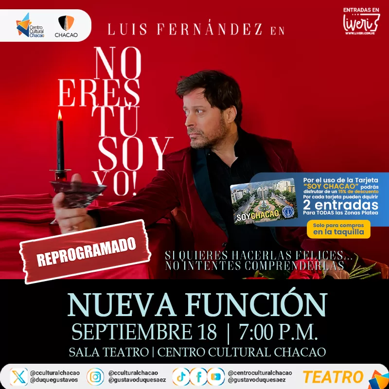NO ERES TU SOY YO CENTRO CULTURAL CHACAO SEPTIEMBRE 2026