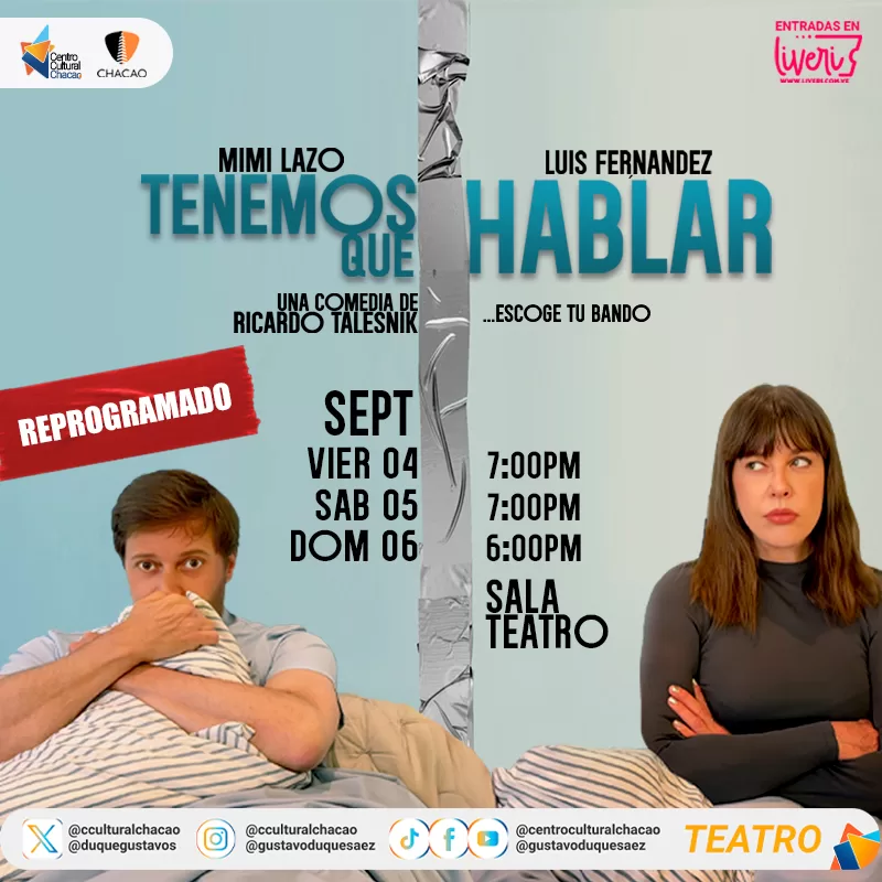 TENEMOS QUE HABLAR CENTRO CULTURAL CHACAO SEPTIEMBRE 2026